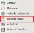 Opción Registro Nuevo