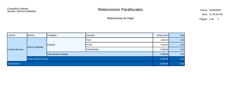 Retenciones Nómina Utilidades