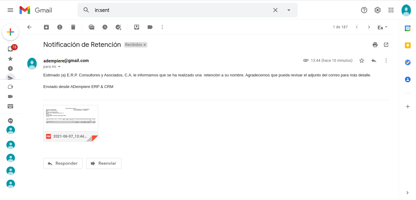 correo enviado